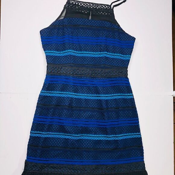 Adelyn Rae Blue & Black Illusion Lace Crochet Dress | Size M | NWT - Picture 8 of 14